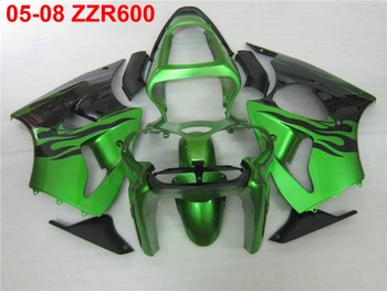 Sprøjtestøbning fairing kit til Kawasaki Ninja ZZR600 05 06 07 08 grøn sort stødfangere sæt ZZR600 2005-2008 TW03