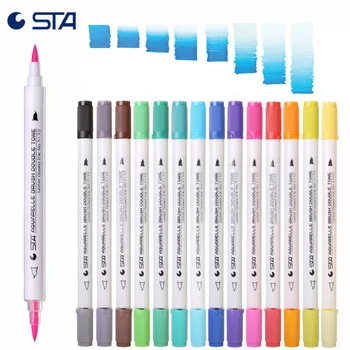 STA 3132 Akvarel Vaskbar Dual Brush Markører 14 Stykke 28 Kamæleon Art Produkter Farve Blød Kalligrafi Penne Aquarelle Markører