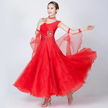 Standard Ballroom Kjole Kvinder 2017 Ny 5-Farve Vals Flamenco-Dans Nederdel Voksen Billige Ballroom Konkurrence Dans-Kjoler