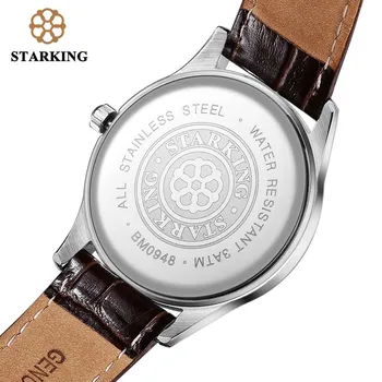 STARKING Mænd Kjole Japan importerede urværk 2016 Nye Mode i Ægte Læder Rem Berømte Helt Sort armbåndsur BM0948