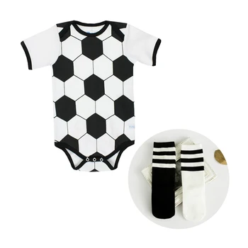Stavre Baby Sport Romper Buksedragt Blød Fodbold Fodbold Designs Med Strømper Aktiv Nyfødte Baby Trekant Sparkedragt Sæt Tøj