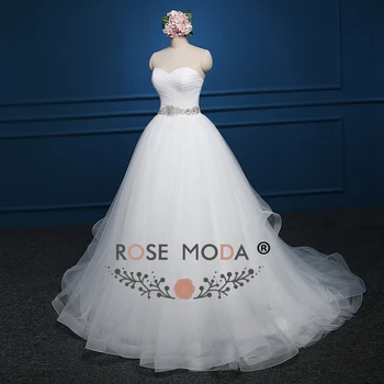 Steg Moda Bolden Kjole med Krystal Ramme snøre Tilbage brudekjoler til Plus Size robe de mariee princesse bustier