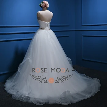Steg Moda Bolden Kjole med Krystal Ramme snøre Tilbage brudekjoler til Plus Size robe de mariee princesse bustier