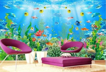 Stereoskopisk 3d tapet Azurblå hav-gulvtæppe TV baggrundsbillede 3d vægmaleri tapet Væg Dekoration