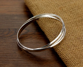 Sterling sølv armbånd, mode personlighed.Enkel og smidig 3 kombination armbånd.Massiv 925 sølv kvinder armbånd.smykker