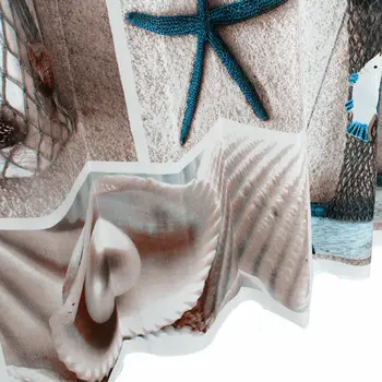 Stof polyester blå hav liv muslingeskal vandtæt badeforhæng tykkere badeforhæng badeværelse gardin størrelsen 180 cm * 180 cm