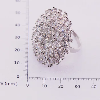 Stor Hvid Krystal Zircon 925 Sterling Sølv Kvinde Ring Størrelse 7 8 9 10 11 12 F584 Mode Engros Smykker Gratis Fragt
