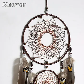 Stor Polycykliske Dreamcatcher Håndlavet Dream Catcher Net Med Fjer Hjem & Bryllup Dekoration Ornament Amor087
