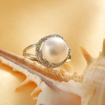 Stor Rabat 925 sterling sølv smykker til salg store naturlige perle ringe til kvinder stone ring justerbar hvid/pink/lilla perle