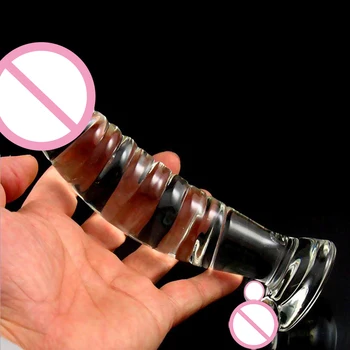 Stor Realistisk Crystal Dildo Stort Glas Anal Plug Pyrex Glas Dong Kvindelige Sex Legetøj til Kvinder, Mænd Anal Masturbation Falske Penis