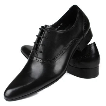 Stor størrelse 45 brun tan / sort / brun herre kjole sko i ægte læder oxford business sko herre bryllup sko