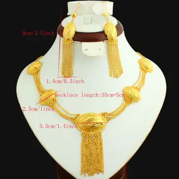 Stor Størrelse Etiopiske Brude Smykker sæt, 24K Guld Farve Halskæde/Øreringe Indien/Afrikanske/Dubai/Etiopien/Nigeria/arabisk Kvinder Gaver