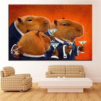 Stor størrelse Udskrivning Olie Maleri capybaren club Væg maling Væg Kunst, Dekoration Billede Til stuen maleri Uden Ramme
