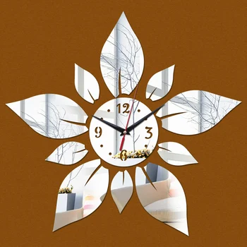 Store blomster Akryl væg ur moderne design luksus spejl Quartz ure 3d skyndte crystal ure Stue