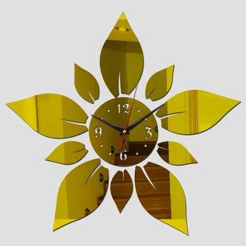 Store blomster Akryl væg ur moderne design luksus spejl Quartz ure 3d skyndte crystal ure Stue