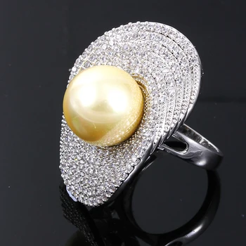 Store Ringe for kvinder rhodineret w/ Cubic zircon & imiteret perle kobber Ring nye designer mode smykker Gratis fragt