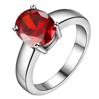 Store røde zircon bling Sølv Ring Fine Mode Kvinder&Mænd Gave Sølv Smykker til Kvinder /VCQPRMAX JFMNQBBX