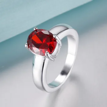 Store røde zircon bling Sølv Ring Fine Mode Kvinder&Mænd Gave Sølv Smykker til Kvinder /VCQPRMAX JFMNQBBX