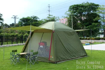 Stort rum 5-8person vandtæt dobbelt lag camping telt med et par af døren polakker