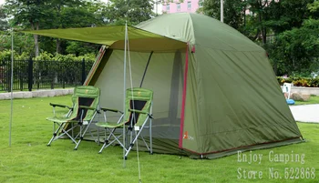 Stort rum 5-8person vandtæt dobbelt lag camping telt med et par af døren polakker