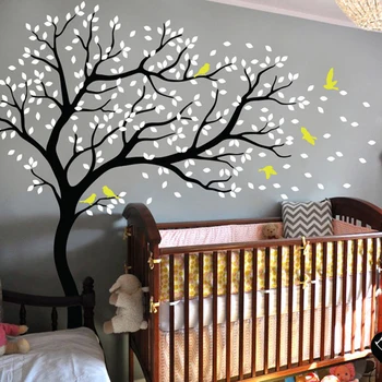 Stort Træ Wall Sticker Grene Fugle Flytbare Vinyl Børnehave Kunst Decals PVC Plakat Wall Stickers til Baby, Kids Room Home Decor