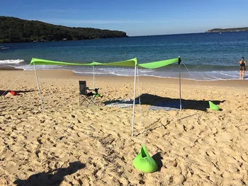 Strand-Parasol Stranden Telt Med Sandbag Ankre & 4 Pinde UPF50+ Kvalitet Lycra Struktur - Perfekt Solen, Læ for Børn & Fa