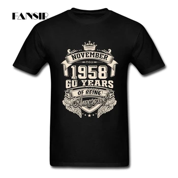Street t-Shirts Mandlige Bomuld kortærmet Født i November 1958 60 År for at Være Fantastiske Fyre Tøj Toppe Mænd T-shirt
