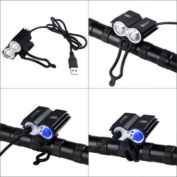 Stødsikkert Sort USB-Opladning, 8000 Lumen XML T6 LED Cykel Lys 3 Modes Foran Cykling Cykel Lampe med Batteri Sæt
