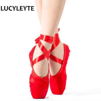 Størrelsen 28-43 LUCYLEYTE høj kvalitet damer Avancerede ballet pointe dans sko med bånd sko kvinde shoes de baile sneakers