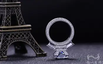 Størrelsen 5-11 Hot Luksus choucong Smykker 925 Sterling Sølv AAA Cubic Zirconia Simuleret sten Bryllup Eiffeltårnet Kvinder Ring