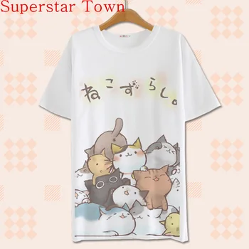 Summer Harajuku-Shirt Neko Atsume Anime (Japansk Tegnefilm Kawaii Casual Tøj Kvindelige T-shirt Kat Toppe Tee Lolita Vestidos