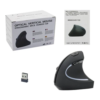 SUNGI S9 Trådløse Vertical Mouse Optical Mouse USB-Modtager Med DPI Skifte Trådløs Mus, Stationær PC, Bærbar computer, Ergonomisk Mause