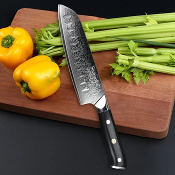 SUNNECKO 2STK køkkenkniv Sæt Santoku Kniv Japansk VG10 Damaskus Stål knivskarp Kok Madlavning Knive G10 Håndtag