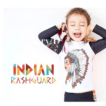 Sunny eva piger badedragt to stykke badetøj børn Indian head print, lange ærmer, badetøj med kort eller bukser til børn