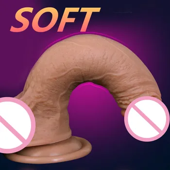 Super Blød Dobbelt-lag Silikone Dildo Realistisk Dildo Mandlige Kunstig Penis Pik Kvindelige Masturbator Voksen Sex Legetøj Til Kvinder