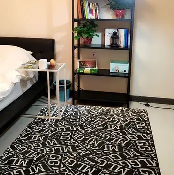 Super Blød Flannel Mode breve Mat kreative sort og hvidt Tæppe soft stue Tæppe, Køkken, soveværelse, Non-slip tæppe