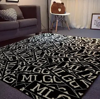 Super Blød Flannel Mode breve Mat kreative sort og hvidt Tæppe soft stue Tæppe, Køkken, soveværelse, Non-slip tæppe