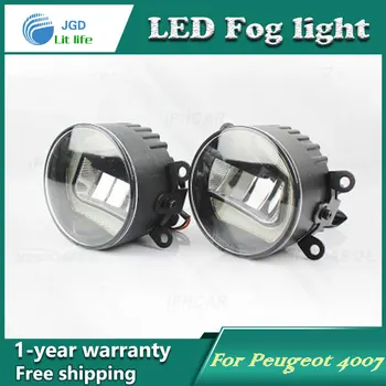 Super Hvide LED-Kørelys tilfældet For Peugeot 4007 Drl Lys Bar Parkering Bil Tåge Lys 12V DC Hoved Lampe