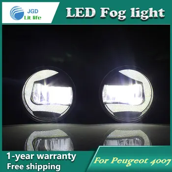 Super Hvide LED-Kørelys tilfældet For Peugeot 4007 Drl Lys Bar Parkering Bil Tåge Lys 12V DC Hoved Lampe