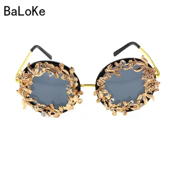 Super Luksus Barok Solbriller Kvinder Metal Blomst Vintage Brand Design Solbriller Kvinder Udendørs Casual Mode Tilbehør