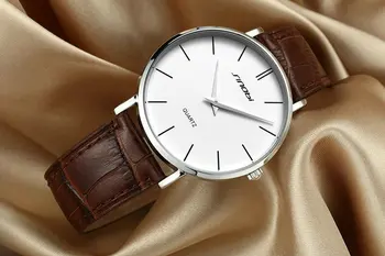 Super slim Kvarts Casual Armbåndsur Business JAPAN SINOBI Mærke Læder Analog Quartz Ur Mænds Mode relojes hombre
