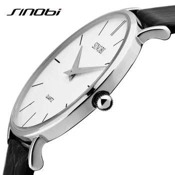 Super slim Kvarts Casual Armbåndsur Business JAPAN SINOBI Mærke Læder Analog Quartz Ur Mænds Mode relojes hombre