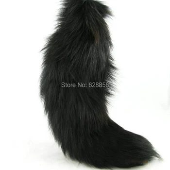 Super Stor Real Black Fox Fur Hale Nøglering nøglering
