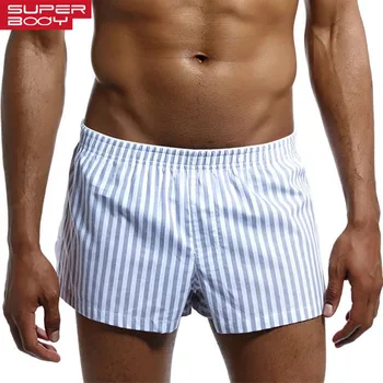 SUPERBODY Undertøj til Mænd Mandlige Underbukser i Bomuld Mænd Boxer Shorts Homewear Nattøj Mode Striber Mænd Undertøj Boksere