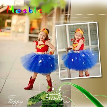 Superhelt Wonder Woman Tutu Pige Kjole Børn Cosplay Kostume Halloween Jul Kjole Op Tutu Kjoler Baby Foto Rekvisitter