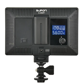 SUPON L122T LED-3300K-5600K Ultra tynd LCD-Bi-Color & Dæmpbar Studio Video Lampe Panel fr Kamera, DV-Camcorder+1* NP-F550 Batteri