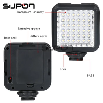 Supon Mini LED Lys Flash Speedlite med Li-ion batteri og oplader 5500~6500K fotografering belysning til Kamera, Videokamera