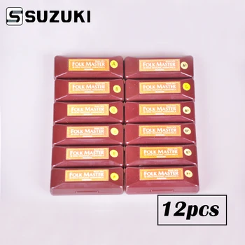 SUZUKI 1072-S Folkmaster Box Sæt Standard-10-Hullers Diatonisk Harmonika 12 Tone Blues Harmonica Suzuki Harpe Passer [12PCS]