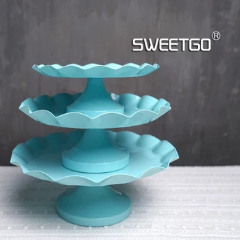 SWEETGO Tiffany blue Snack bakke kage stå cupcake plade værktøjer vandtæt maling candy bar dekoration til bryllup part bageforme