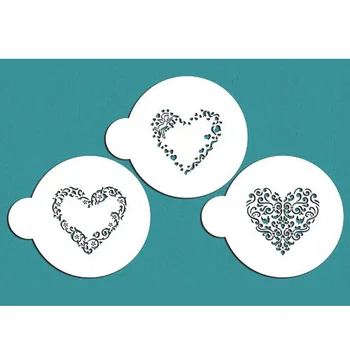Swirl Valentine Heart Shape Stencil til Cupcake og Cookies Dekoration Fondant Udsmykning Stencil Kage Værktøjer Bageforme ST-685
